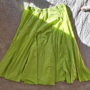Tommy Hilfiger 90s Vintage Boho Lime Green Midi Skirt Size Medium